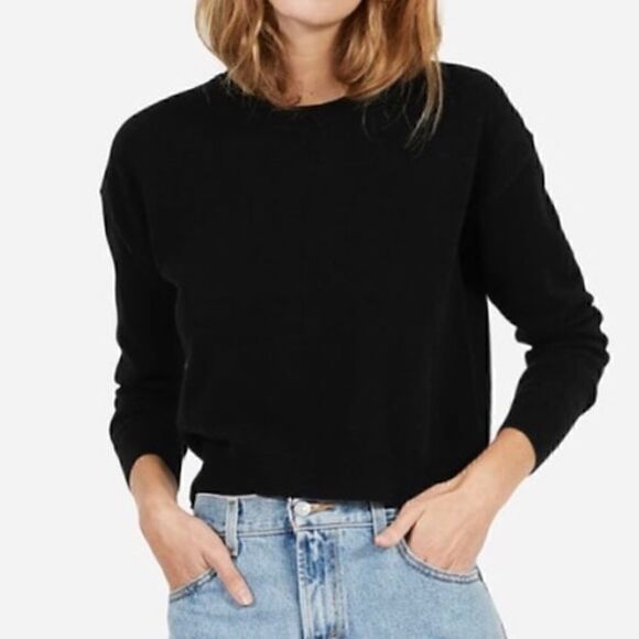 & NEW Everlane The Cashmere Crew Sweater Black Small - Picture 2 of 6